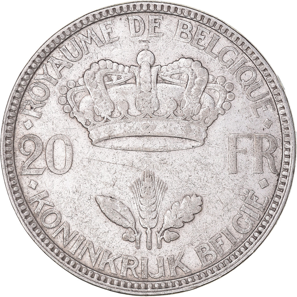 Coin, Belgium, 20 Francs, 20 Frank, 1935, Warsaw, EF(40-45), Silver, KM:105