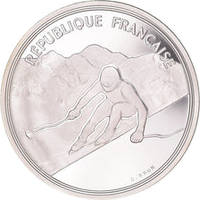 Moeda, França, Alpine skiing, 100 Francs, 1989, BE, MS(65-70), Prata, KM:971