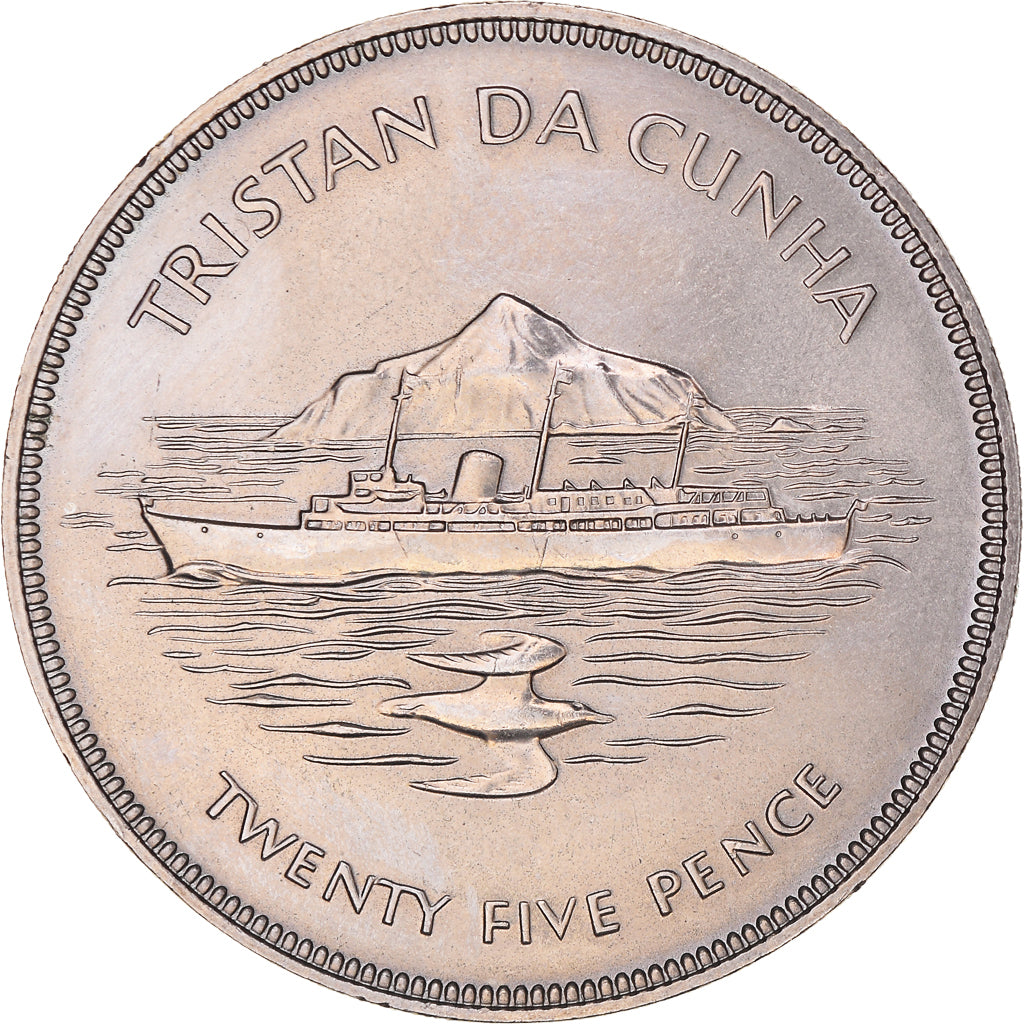 Münze, Tristan Da Cunha, Elizabeth II, 25 Pence, 1977, VZ+, Kupfer-Nickel, KM:1
