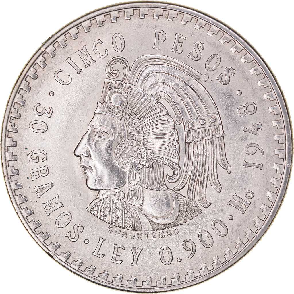Moneta, Messico, 5 Pesos, 1948, Mexico City, SPL, Argento, KM:465