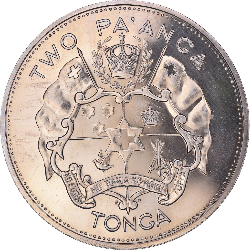 Munten, Tonga, King Taufa'ahau Tupou IV, 2 Pa'anga, 1967, ZF+, Cupro-nikkel