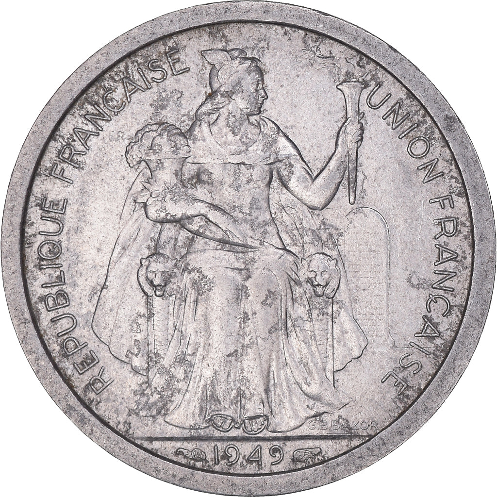 Coin, New Caledonia, 2 Francs, 1949, Paris, EF(40-45), Aluminum, KM:9