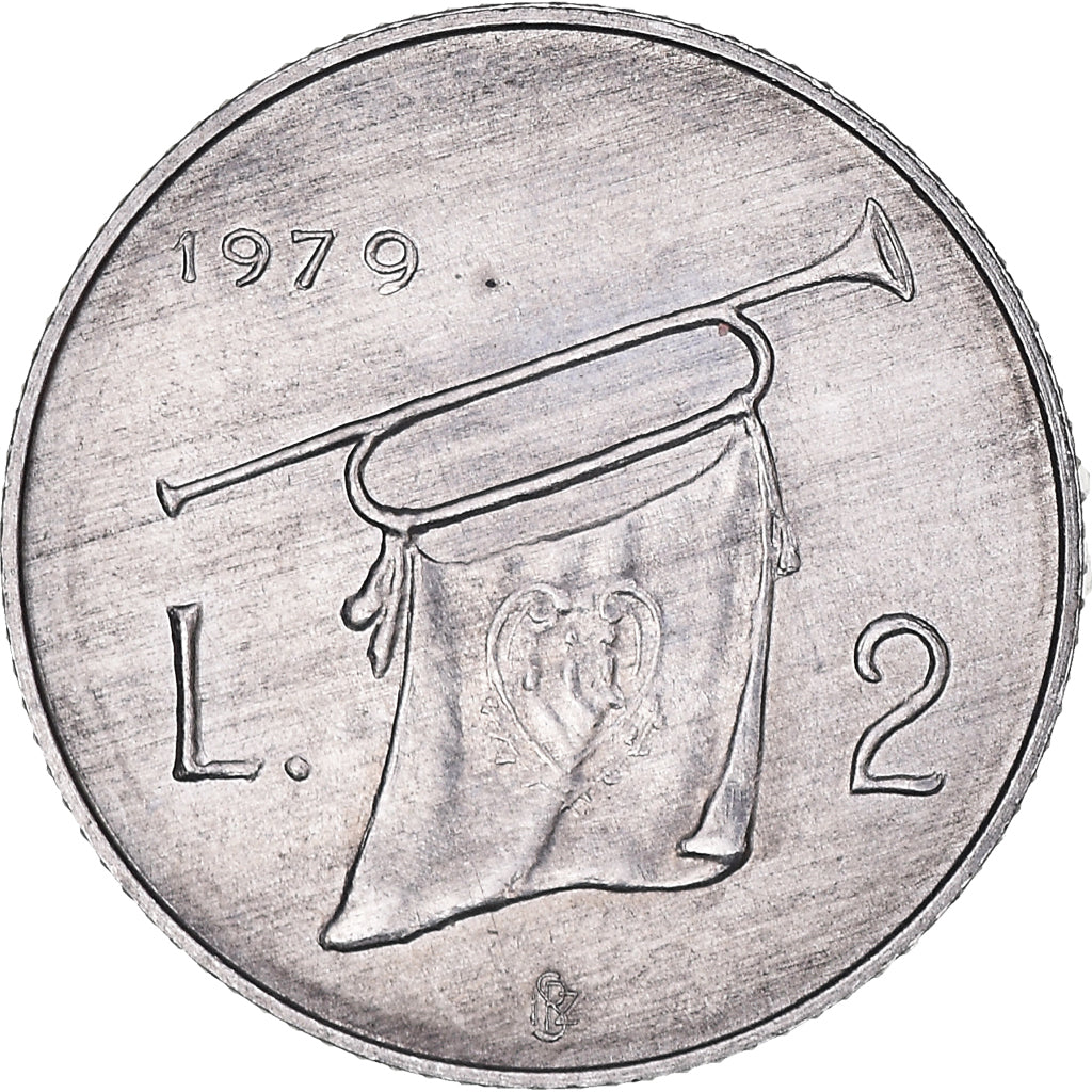 Coin, San Marino, 2 Lire, 1979, Rome, MS(60-62), Aluminum, KM:90