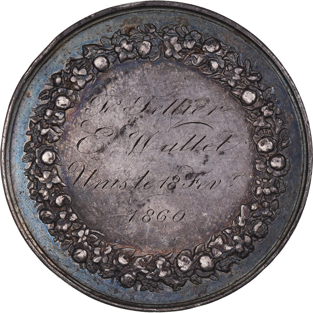 France, Medal, Noces , Mariage, Religions & beliefs, 1860, Gayrard, AU(50-53)