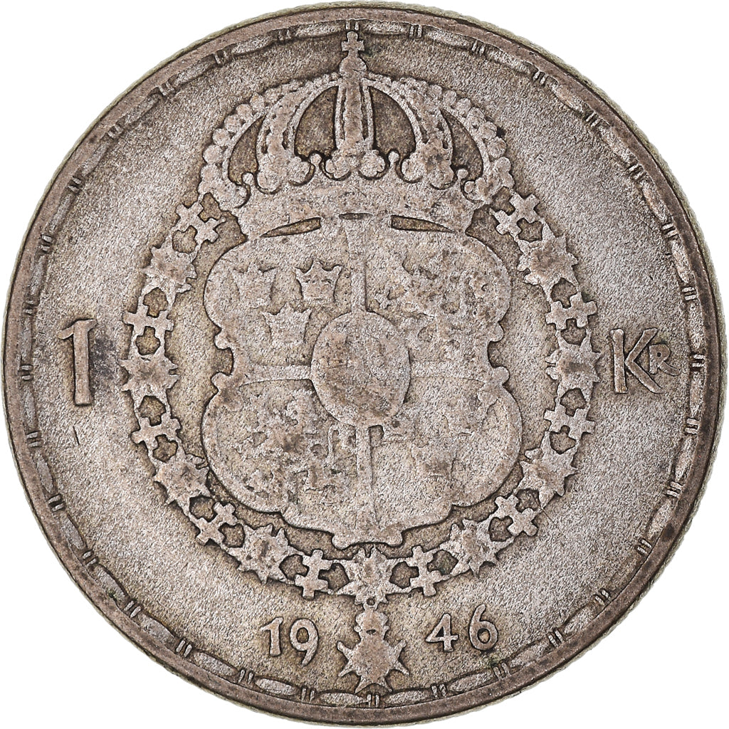 Coin, Sweden, Gustaf V, Krona, 1946, VF(30-35), Silver, KM:814