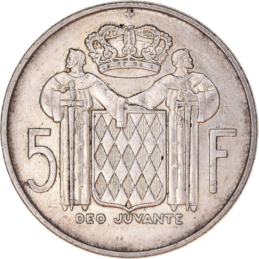 Moneda, Mónaco, Rainier III, 5 Francs, 1966, MBC, Plata, KM:141