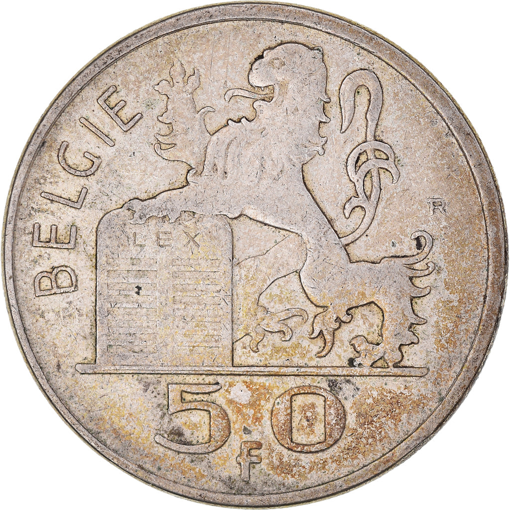 Münze, Belgien, 50 Francs, 50 Frank, 1951, S+, Silber, KM:136.1
