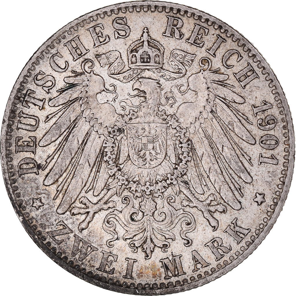 Moneta, Stati tedeschi, PRUSSIA, Wilhelm II, 2 Mark, 1901, Berlin, BB+, Argento