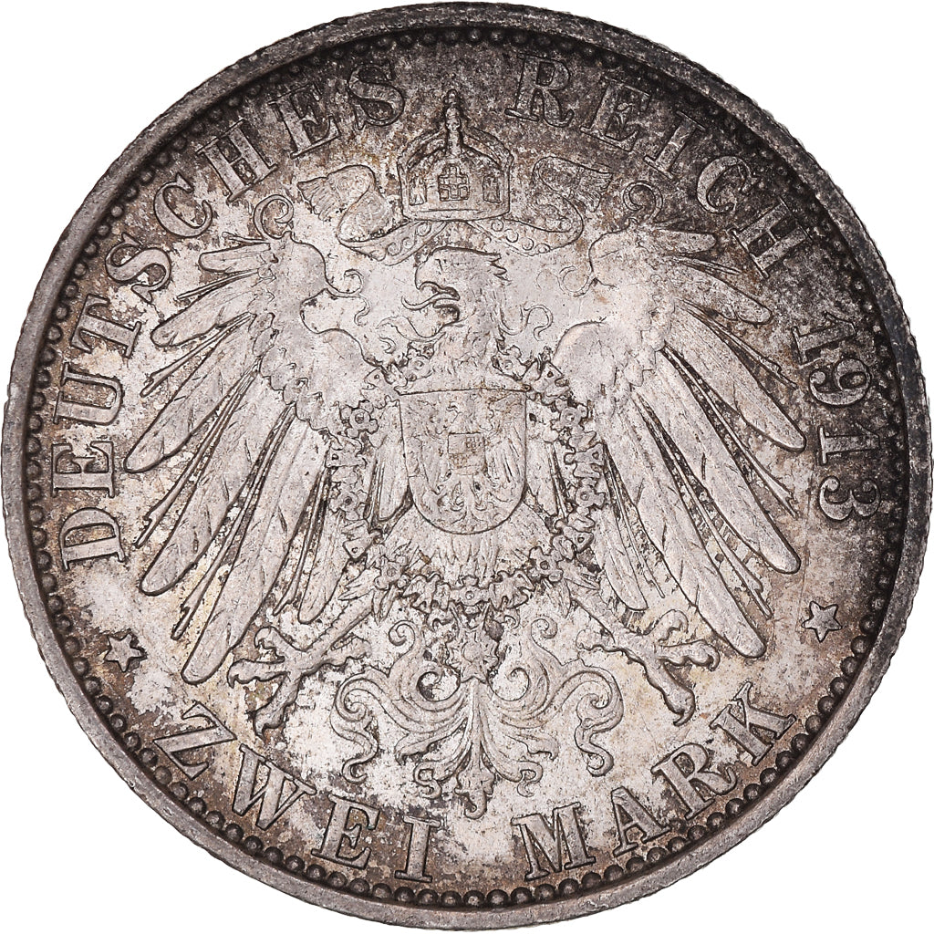 Coin, German States, PRUSSIA, Wilhelm II, 2 Mark, 1913, Berlin, EF(40-45)