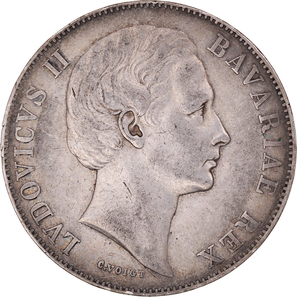 Munten, Duitse staten, BAVARIA, Ludwig II, Thaler, Undated (1865), FR+, Zilver