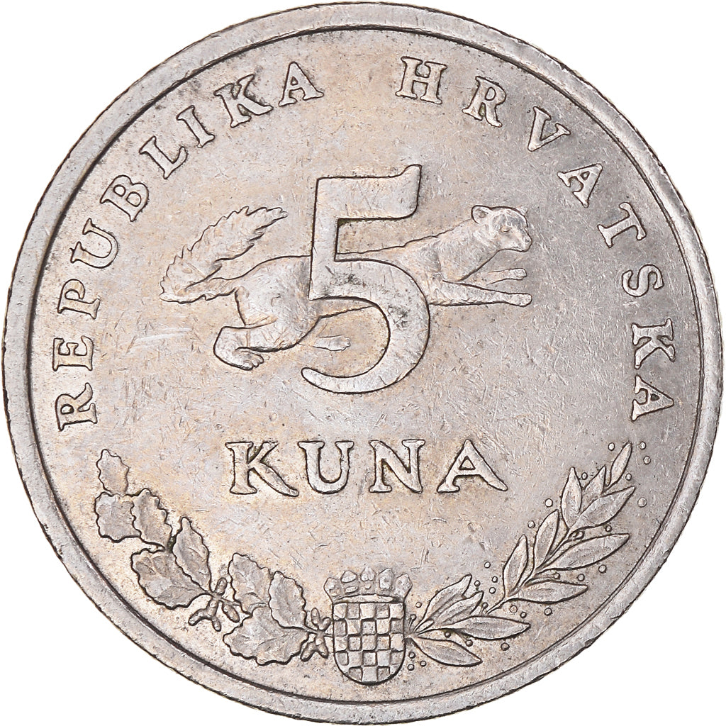 Moneta, Croazia, 5 Kuna, 1999, MB+, Rame-nichel-zinco, KM:11