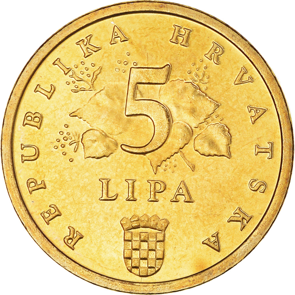Moeda, Croácia, 5 Lipa, 2009, MS(63), Aço Cromado a Latão, KM:5