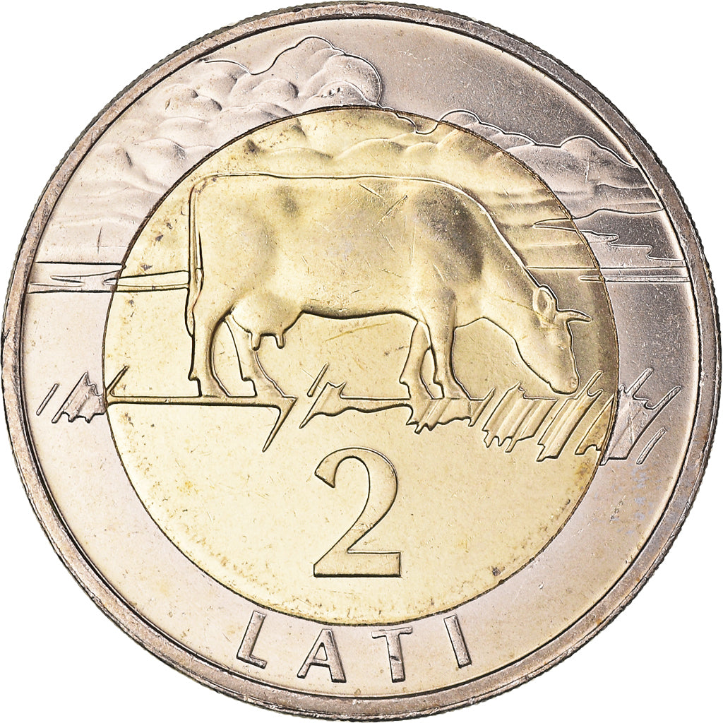 Moneda, Letonia, 2 Lati, 1999, SC, Bimetálico, KM:38