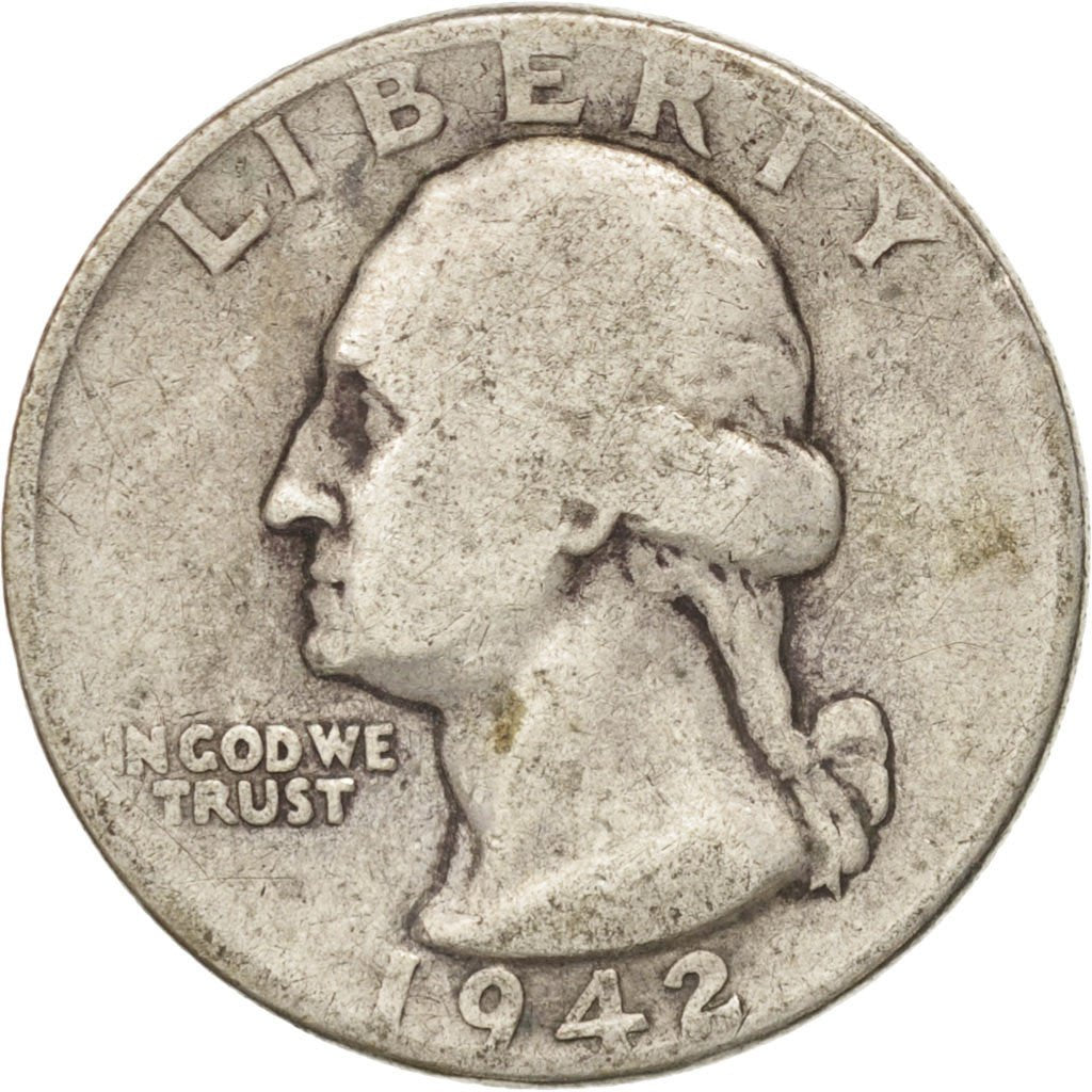 United States, Washington Quarter, 1942, Philadelphia, KM:164, TB
