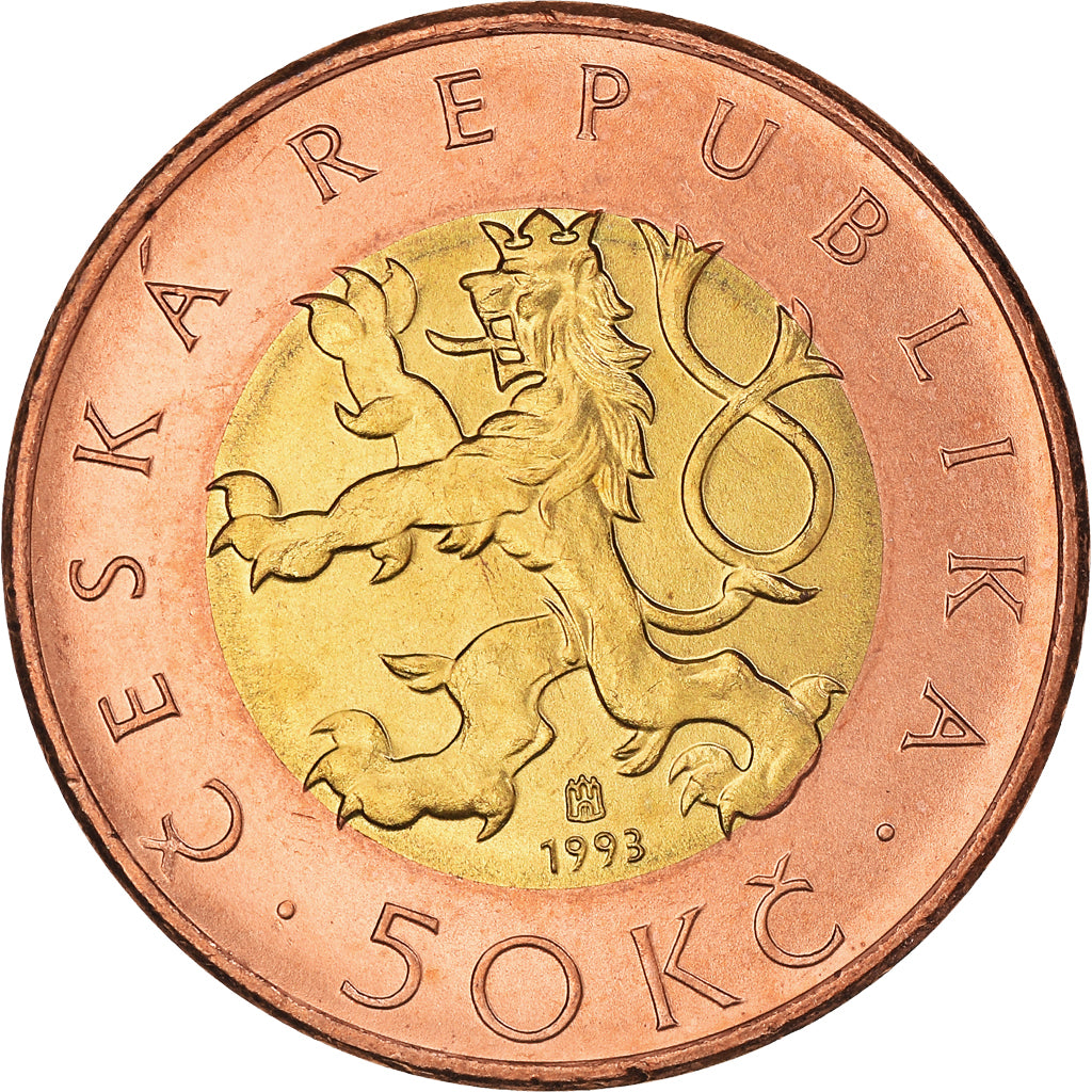 Moneta, Repubblica Ceca, 50 Korun, 1993, SPL+, Bi-metallico, KM:1