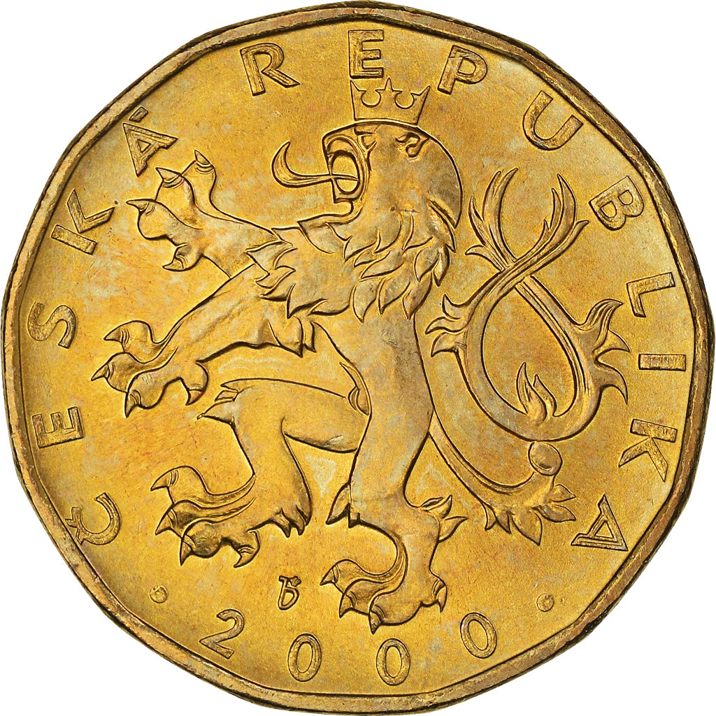 Coin, Czech Republic, 20 Korun, 2000, Jablonec nad Nisou, MS(63), Brass plated