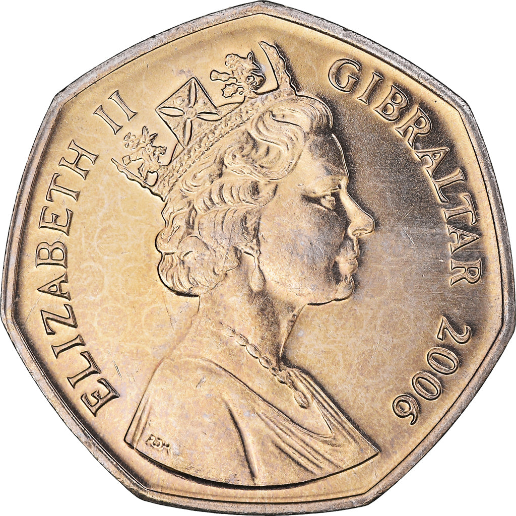 Moneda, Gibraltar, Elizabeth II, 50 Pence, 2006, EBC+, Cobre - níquel, KM:1068