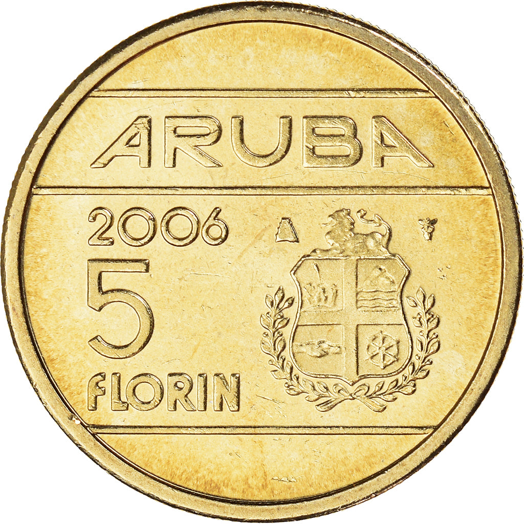Munten, Aruba, Beatrix, 5 Florin, 2006, Utrecht, PR+, Aluminum-Bronze, KM:38