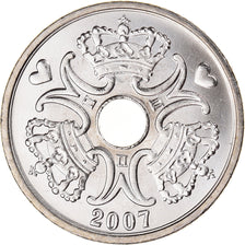 Coin, Denmark, Margrethe II, 5 Kroner, 2007, Brondby, MS(64), Copper-nickel
