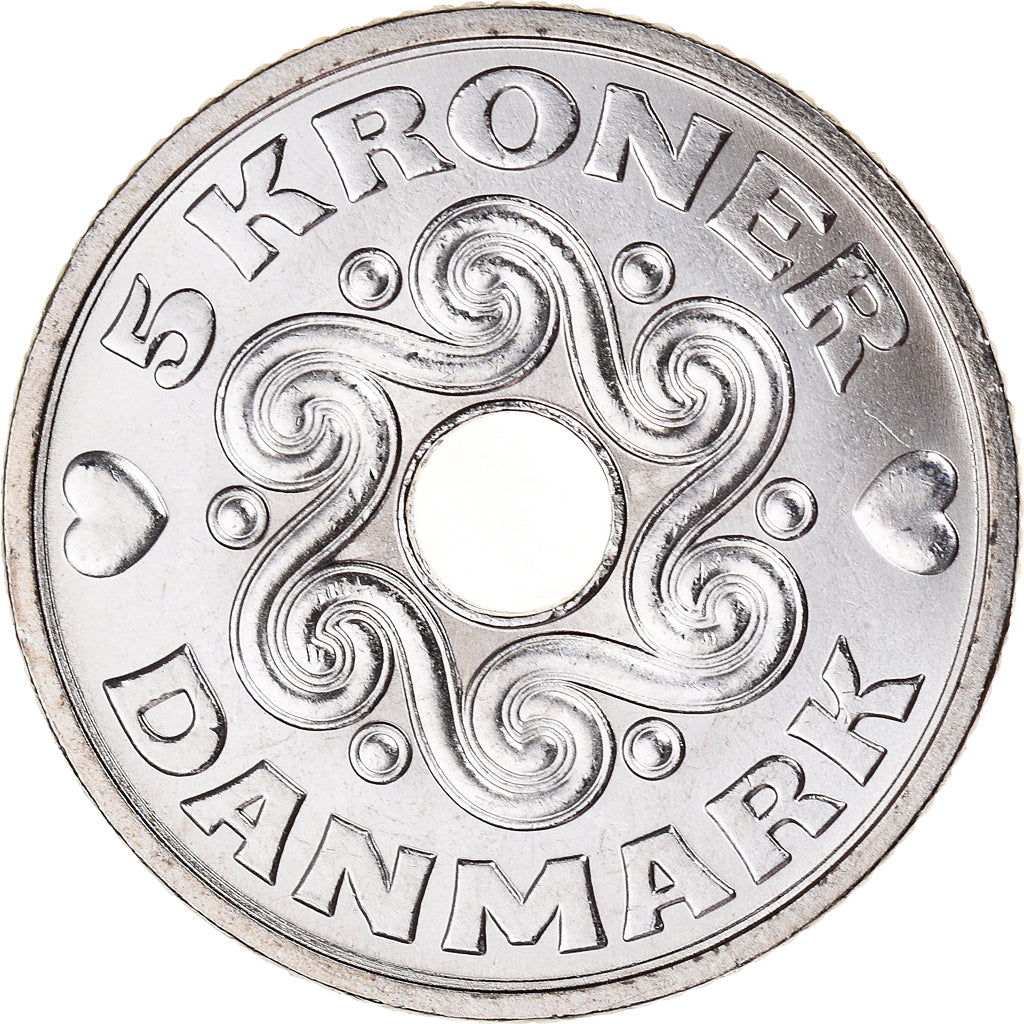 Coin, Denmark, Margrethe II, 5 Kroner, 2007, Brondby, MS(64), Copper-nickel