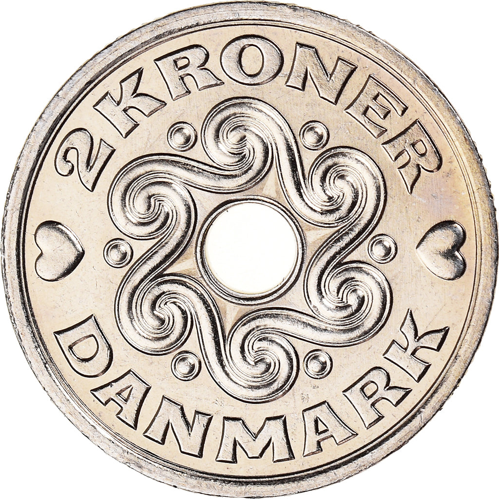 Coin, Denmark, Margrethe II, 2 Kroner, 2007, Brondby, MS(60-62), Copper-nickel