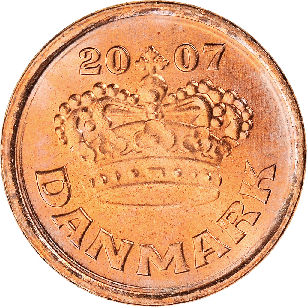 Coin, Denmark, Margrethe II, 25 Öre, 2007, Brondby, MS(60-62), Bronze, KM:868.2