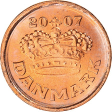 Coin, Denmark, Margrethe II, 25 Öre, 2007, Brondby, MS(60-62), Bronze, KM:868.2