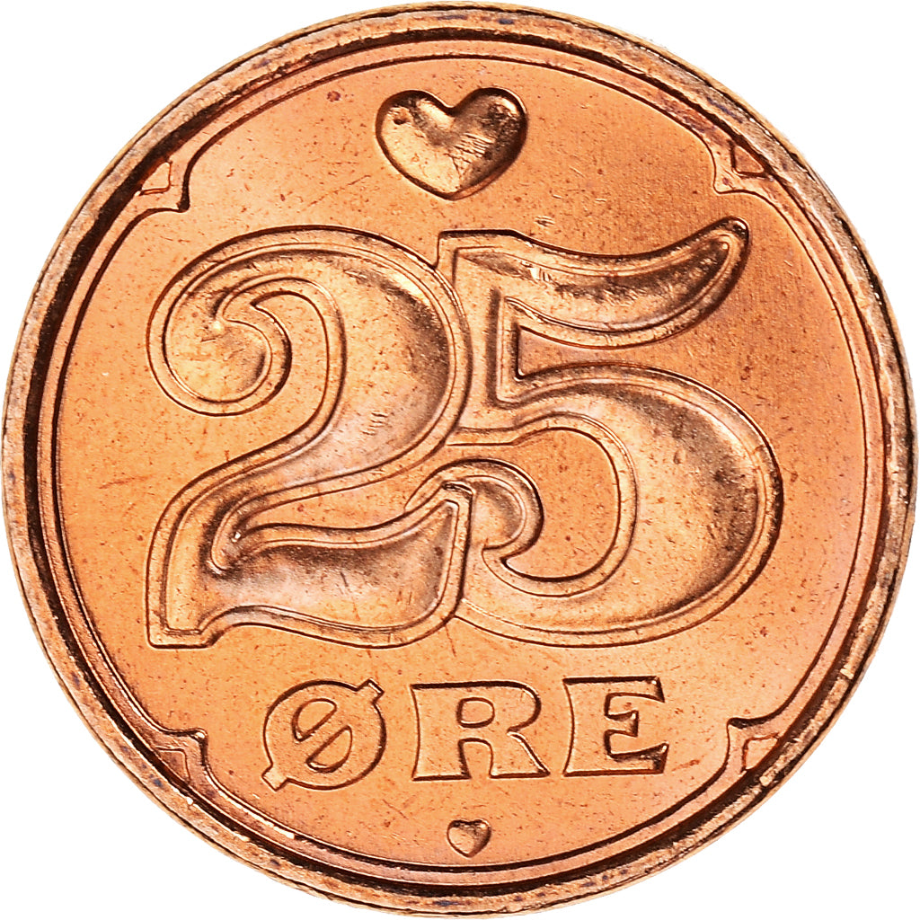 Coin, Denmark, Margrethe II, 25 Öre, 2007, Brondby, MS(60-62), Bronze, KM:868.2
