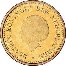 Coin, Netherlands Antilles, Beatrix, Gulden, 2004, MS(63), Aureate Steel, KM:37