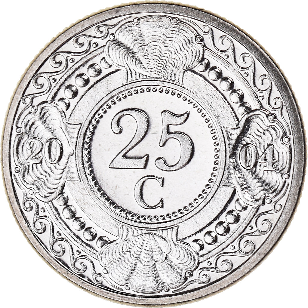 Moneta, Antille olandesi, Beatrix, 25 Cents, 2004, SPL, Acciaio lega nichel