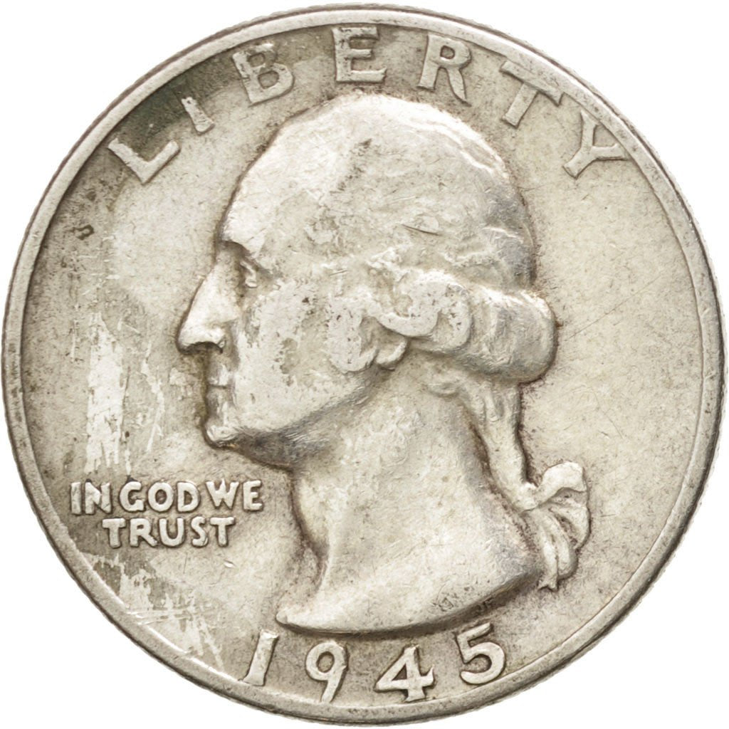United States, Washington Quarter, 1945, Philadelphia, KM:164, TTB+