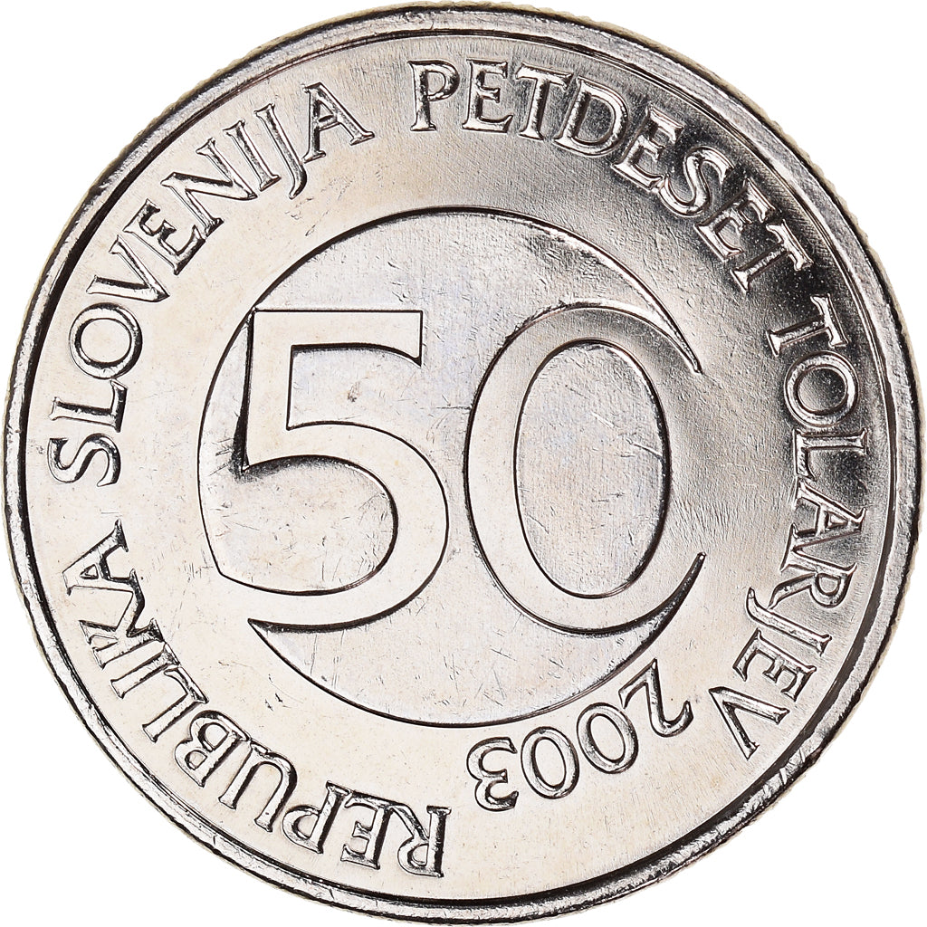 Münze, Slowenien, 50 Tolarjev, 2003, Kremnica, VZ, Kupfer-Nickel, KM:52