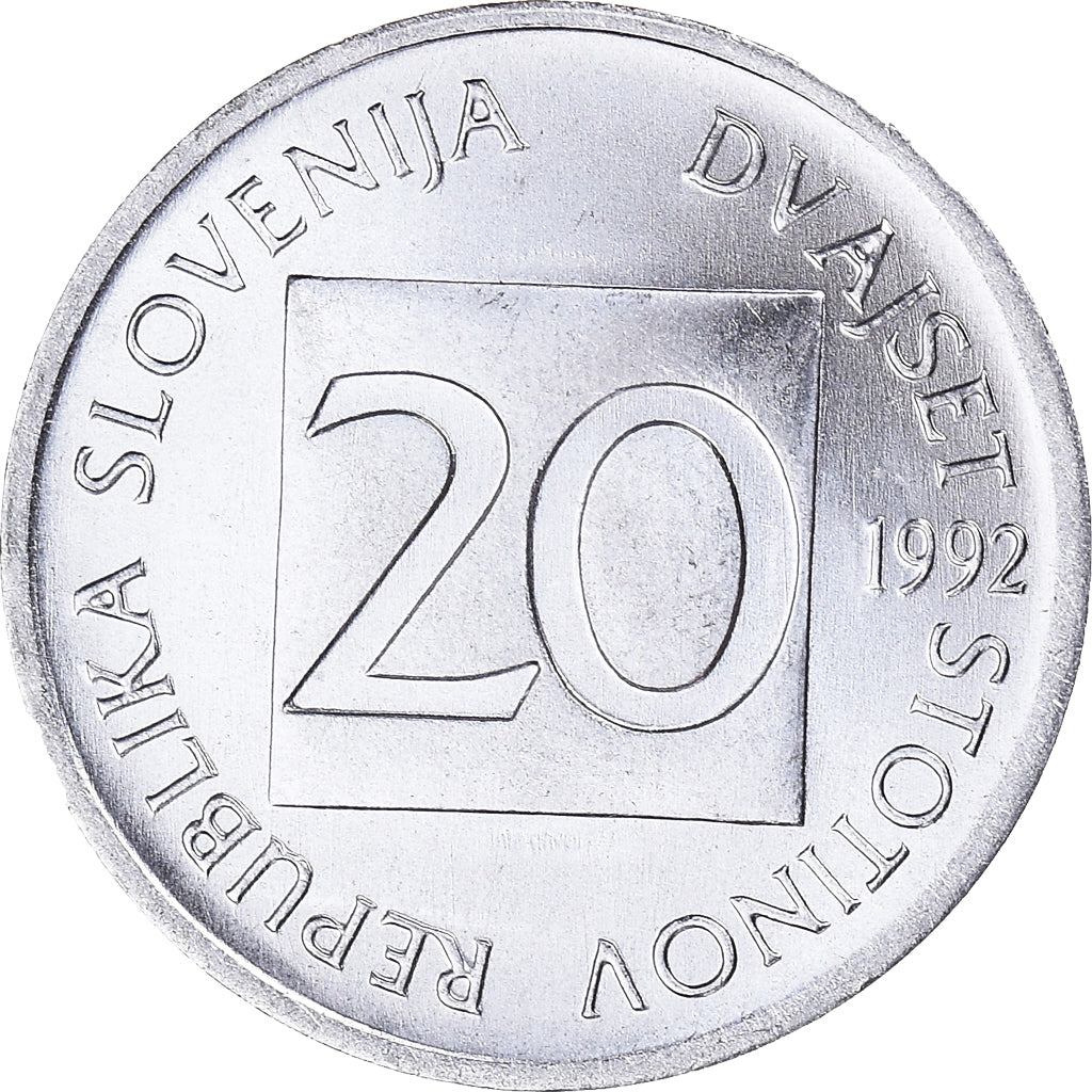 Coin, Slovenia, 20 Stotinov, 1992, MS(65-70), Aluminum, KM:8