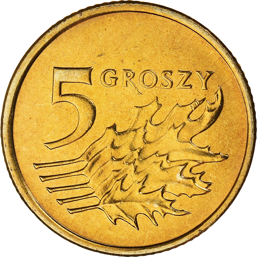 Coin, Poland, 5 Groszy, 2003, Warsaw, MS(64), Brass, KM:278