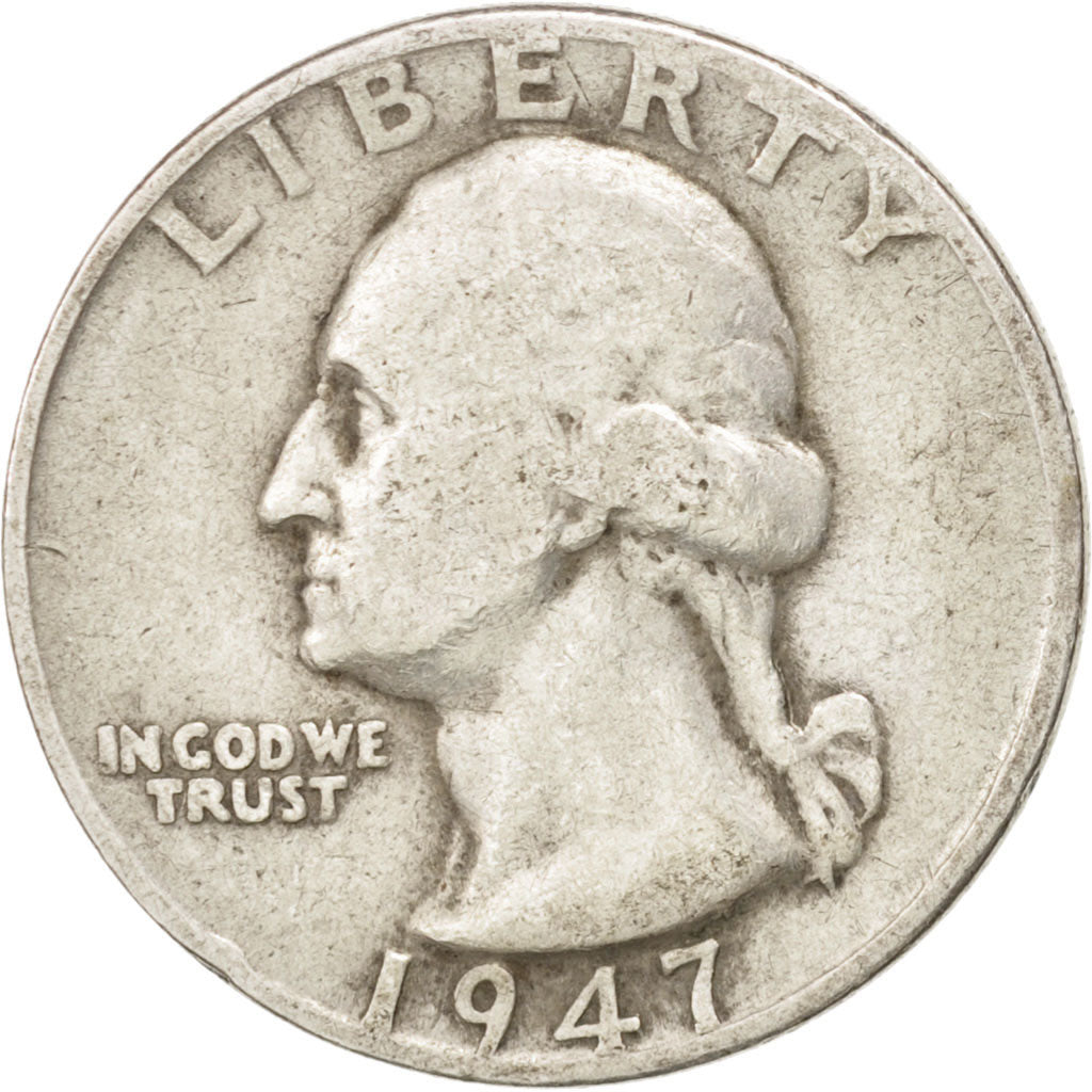 United States, Washington Quarter, 1947, Philadelphia, KM:164, TB+