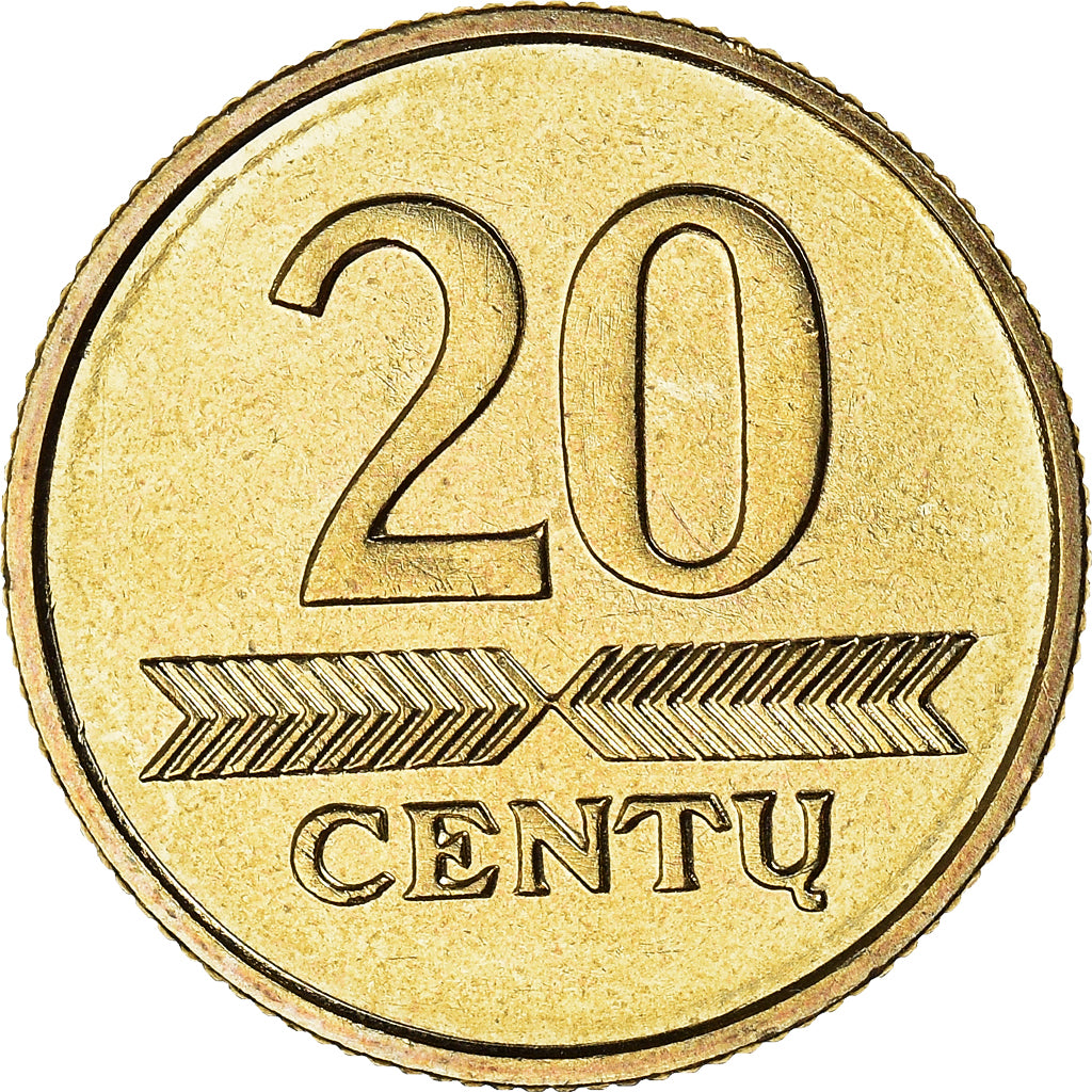 Moneta, Litwa, 20 Centu, 1997, MS(60-62), Mosiądz niklowy, KM:107