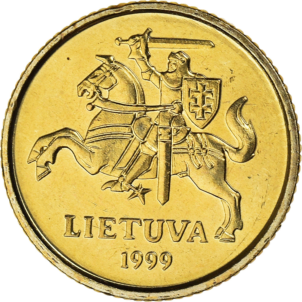 Moneta, Litwa, 10 Centu, 1999, MS(63), Mosiądz niklowy