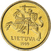 Moneta, Litwa, 10 Centu, 1999, MS(63), Mosiądz niklowy