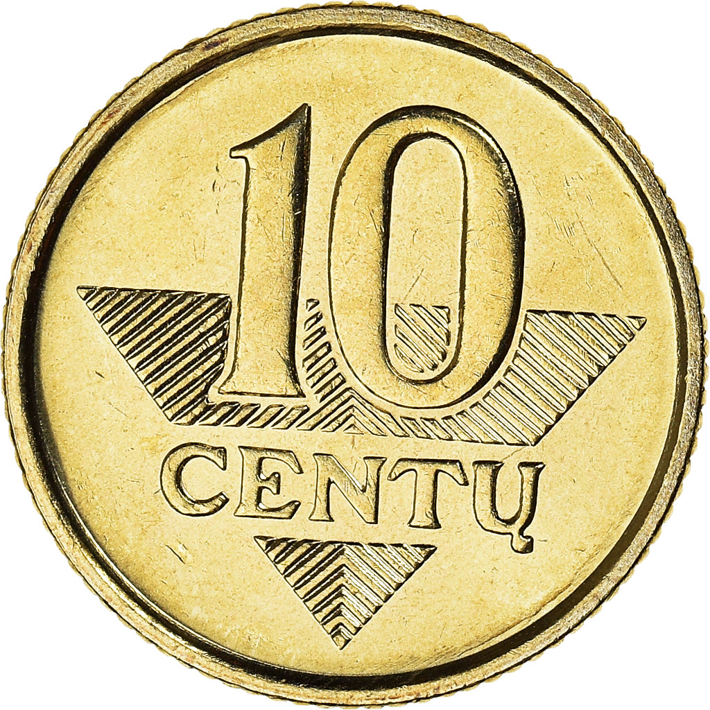Moneta, Litwa, 10 Centu, 1999, MS(63), Mosiądz niklowy