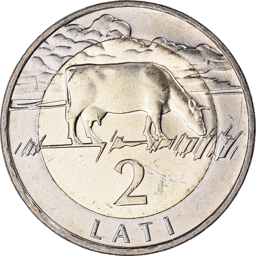 Coin, Latvia, 2 Lati, 1999, MS(60-62), Bi-Metallic, KM:38