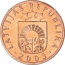 Coin, Latvia, Santims, 2003, AU(55-58), Copper Clad Steel, KM:15