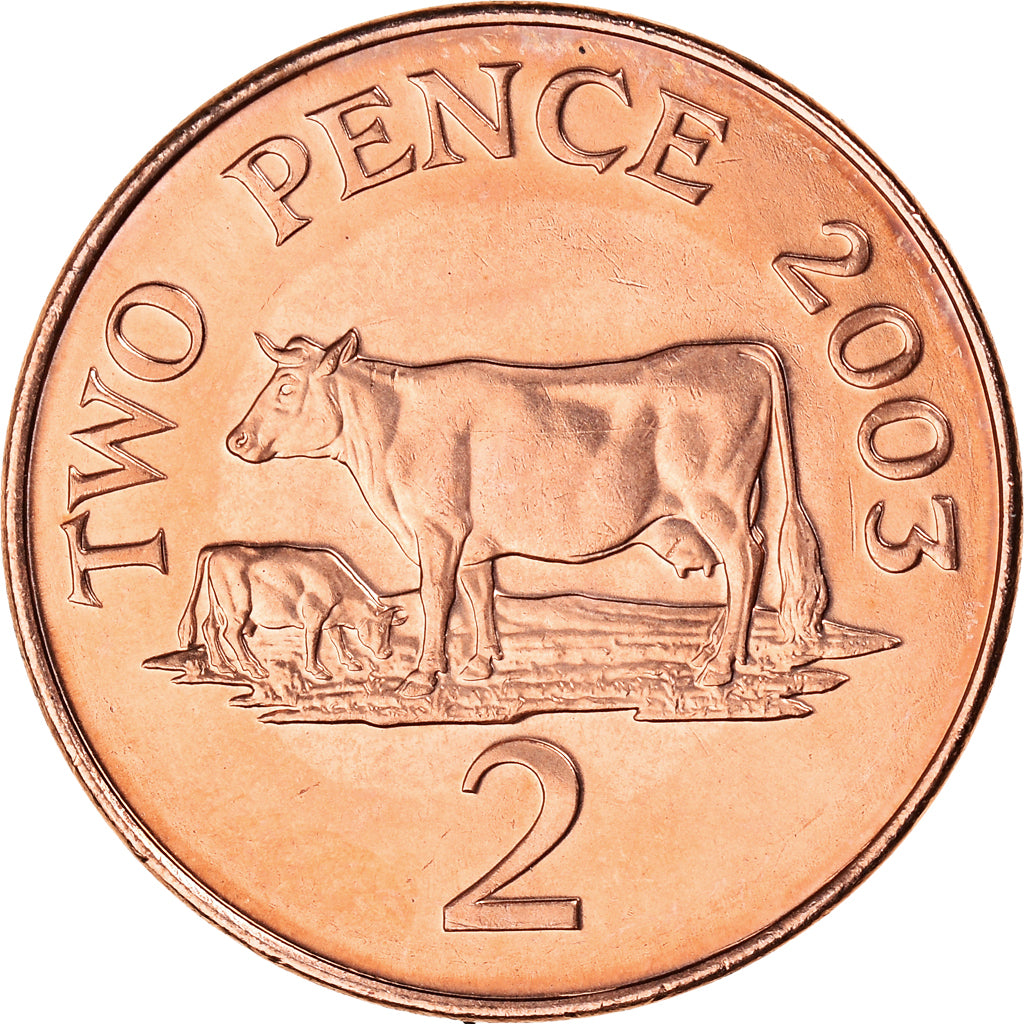 Coin, Guernsey, Elizabeth II, 2 Pence, 2003, British Royal Mint, MS(64), Copper