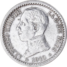 Coin, Spain, Alfonso XIII, 50 Centimos, 1910, Madrid, EF(40-45), Silver, KM:730