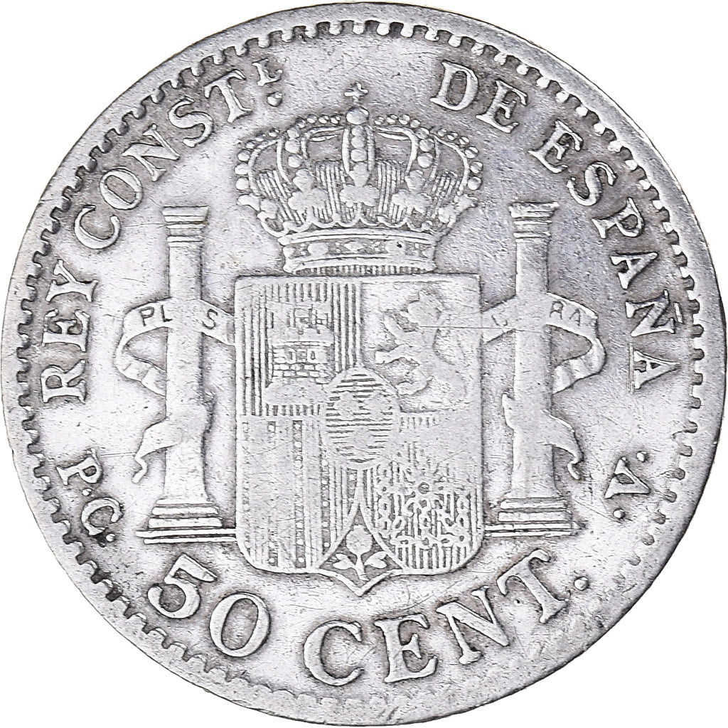 Coin, Spain, Alfonso XIII, 50 Centimos, 1910, Madrid, EF(40-45), Silver, KM:730