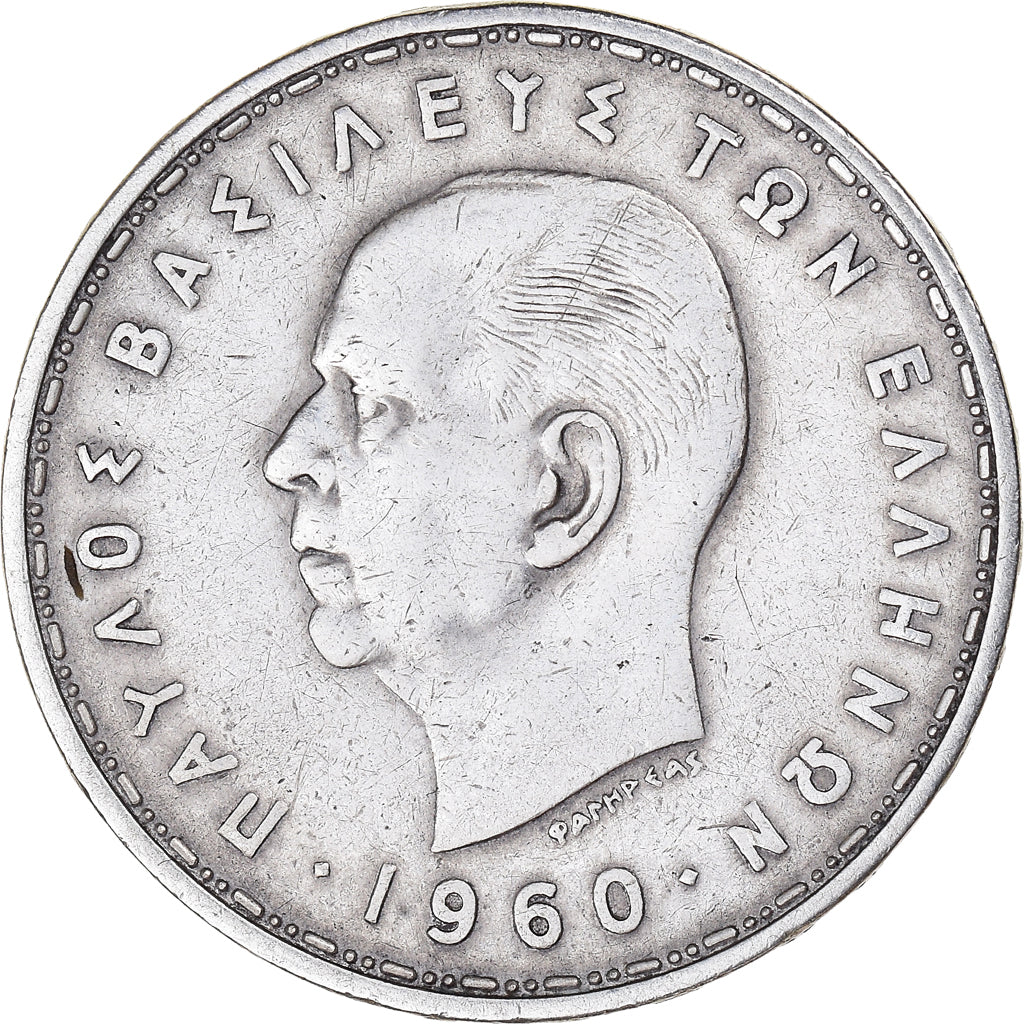 Coin, Greece, Paul I, 20 Drachmai, 1960, EF(40-45), Silver, KM:73