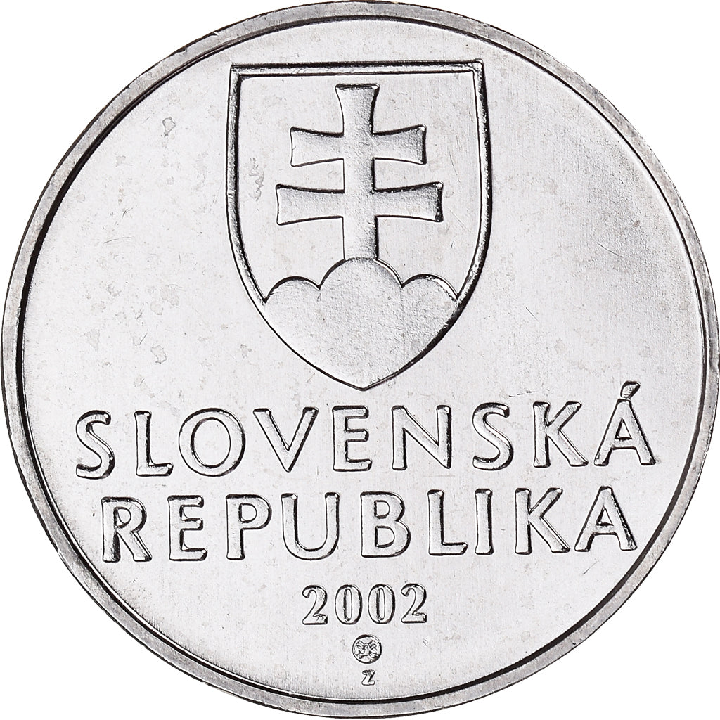 Moneta, Slovacchia, 2 Koruna, 2002, SPL, Acciaio placcato nichel, KM:13