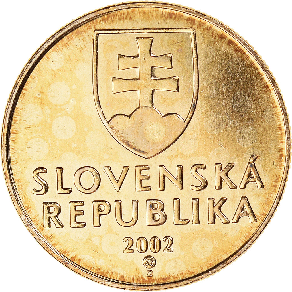 Coin, Slovakia, Koruna, 2002, MS(64), Bronze Plated Steel, KM:12