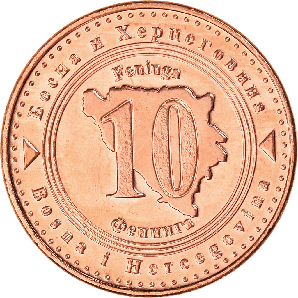 Coin, Bosnia - Herzegovina, 10 Feninga, 2004, MS(63), Copper Plated Steel