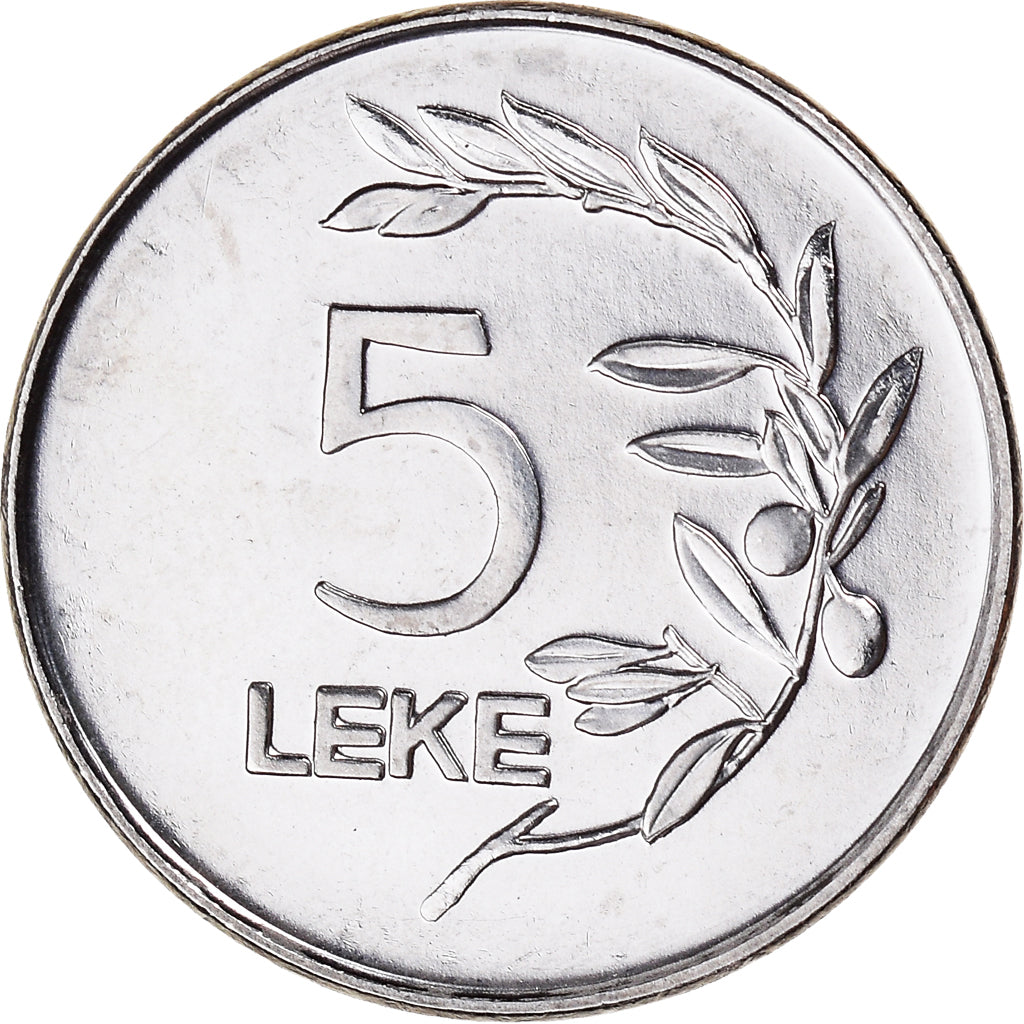 Coin, Albania, 5 Lekë, 1995, Rome, MS(60-62), Nickel plated steel, KM:76