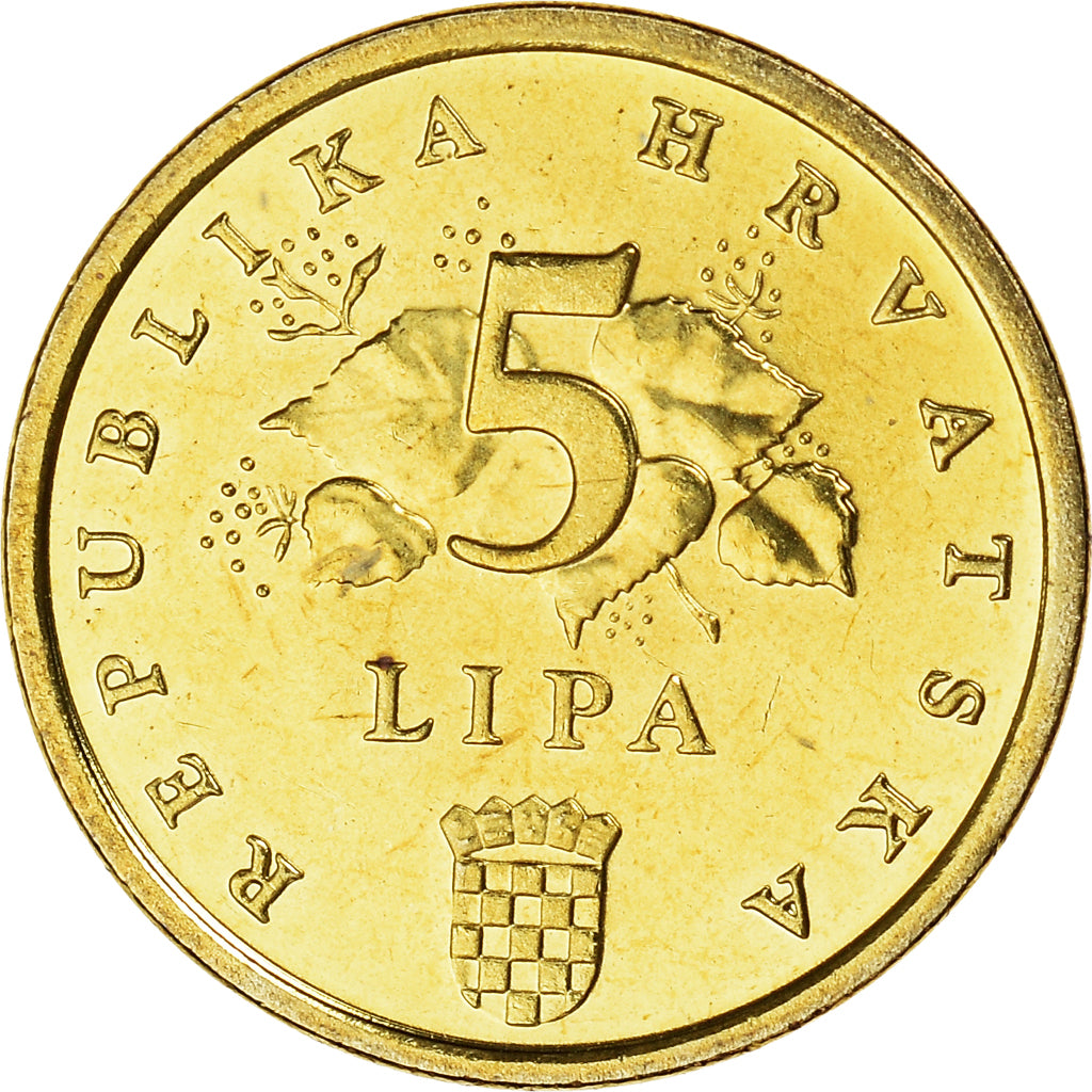 Moneta, Chorwacja, 5 Lipa, 2005, MS(64), Mosiądz platerowany stalą, KM:5